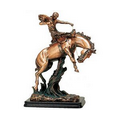 Cowboy with Horse Copper Figurine - 12" W x 15.5" H